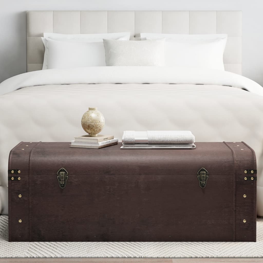 vidaXL Treasure Chest with Latches Dark Brown 43.3x19.7x15.6 Plywood