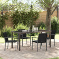 vidaXL Garden Dining Set 5 pcs Black and Grey PE Rattan