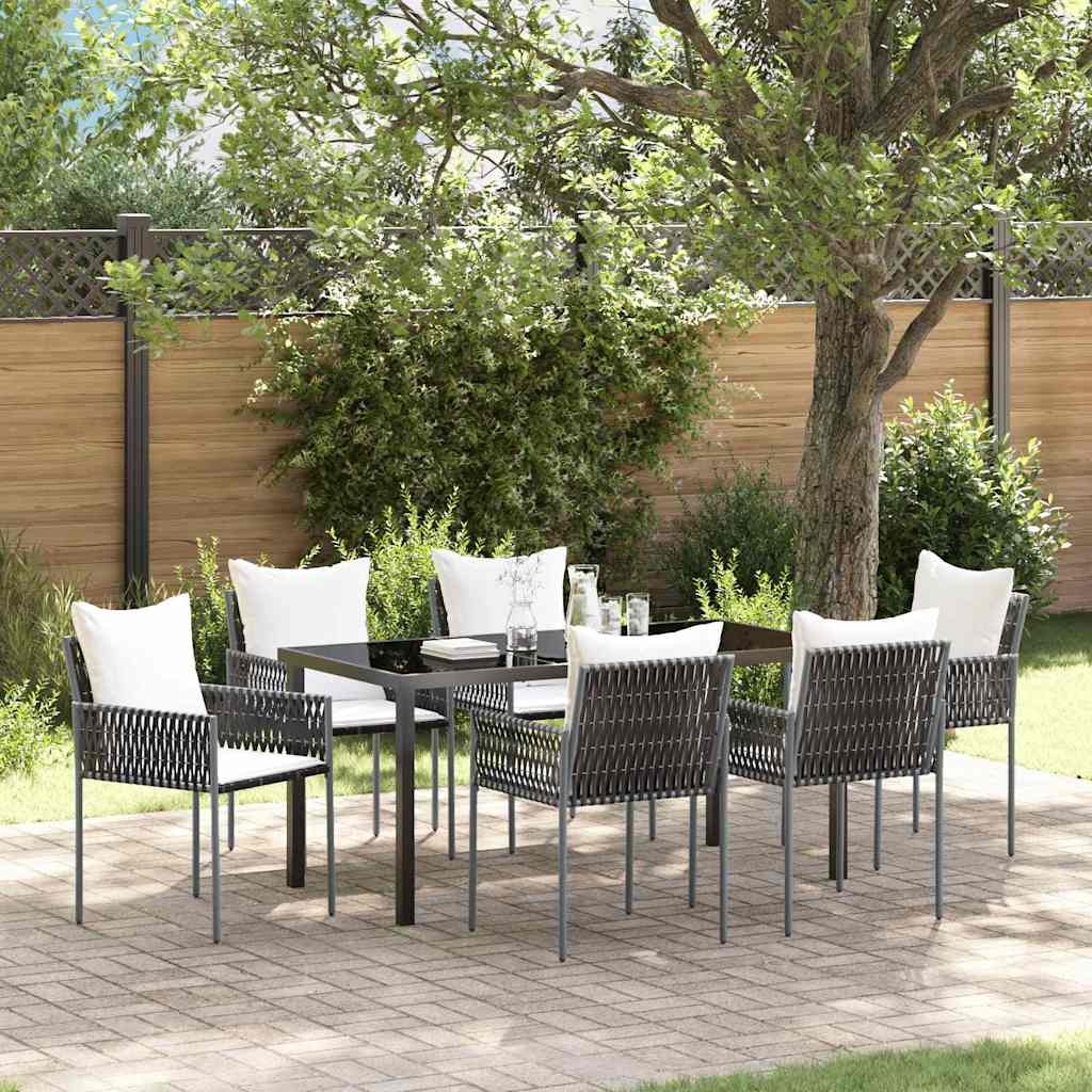 vidaXL Garden Dining Set 7 pcs Brown and Black PE Rattan