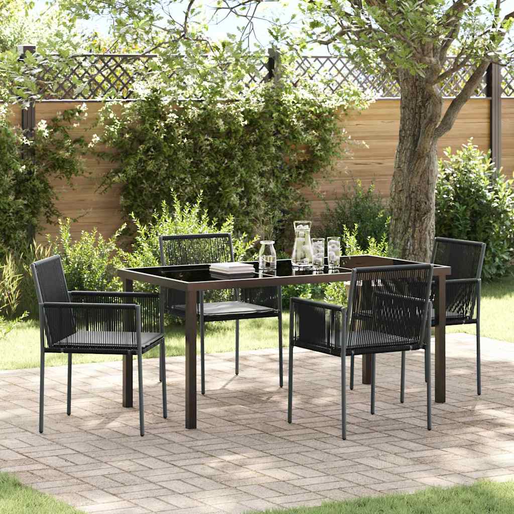 vidaXL Garden Dining Set 5 pcs Black PE Rattan