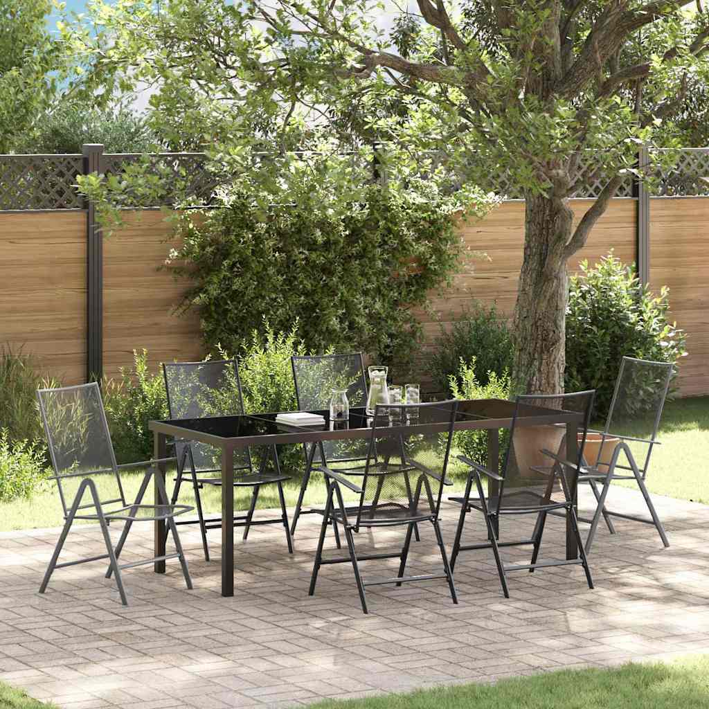 vidaXL Garden Dining Set 7 pcs Anthracite PowderCoated Steel