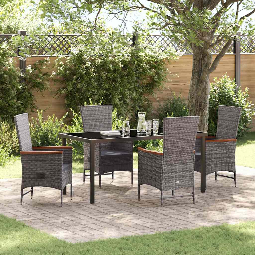 vidaXL Garden Dining Set 5 pcs Grey PowderCoated Steel