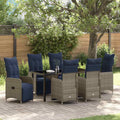 vidaXL Table and Chair Set 7 pcs Grey PE Rattan