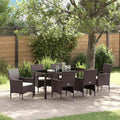 vidaXL Garden Dining Set 7 pcs Brown Poly Rattan
