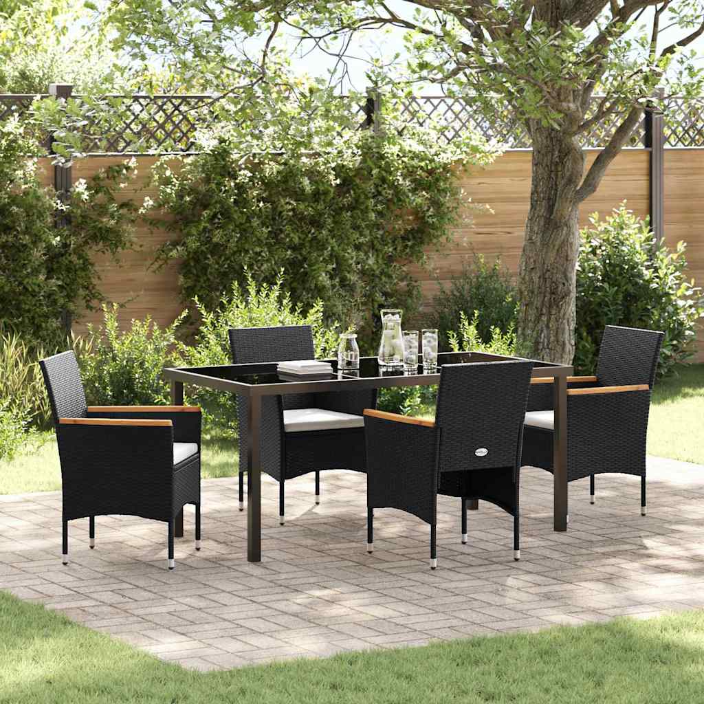 vidaXL Garden Dining Set 5 pcs Black Poly Rattan