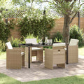 vidaXL Garden Dining Set 5 pcs Beige Poly Rattan