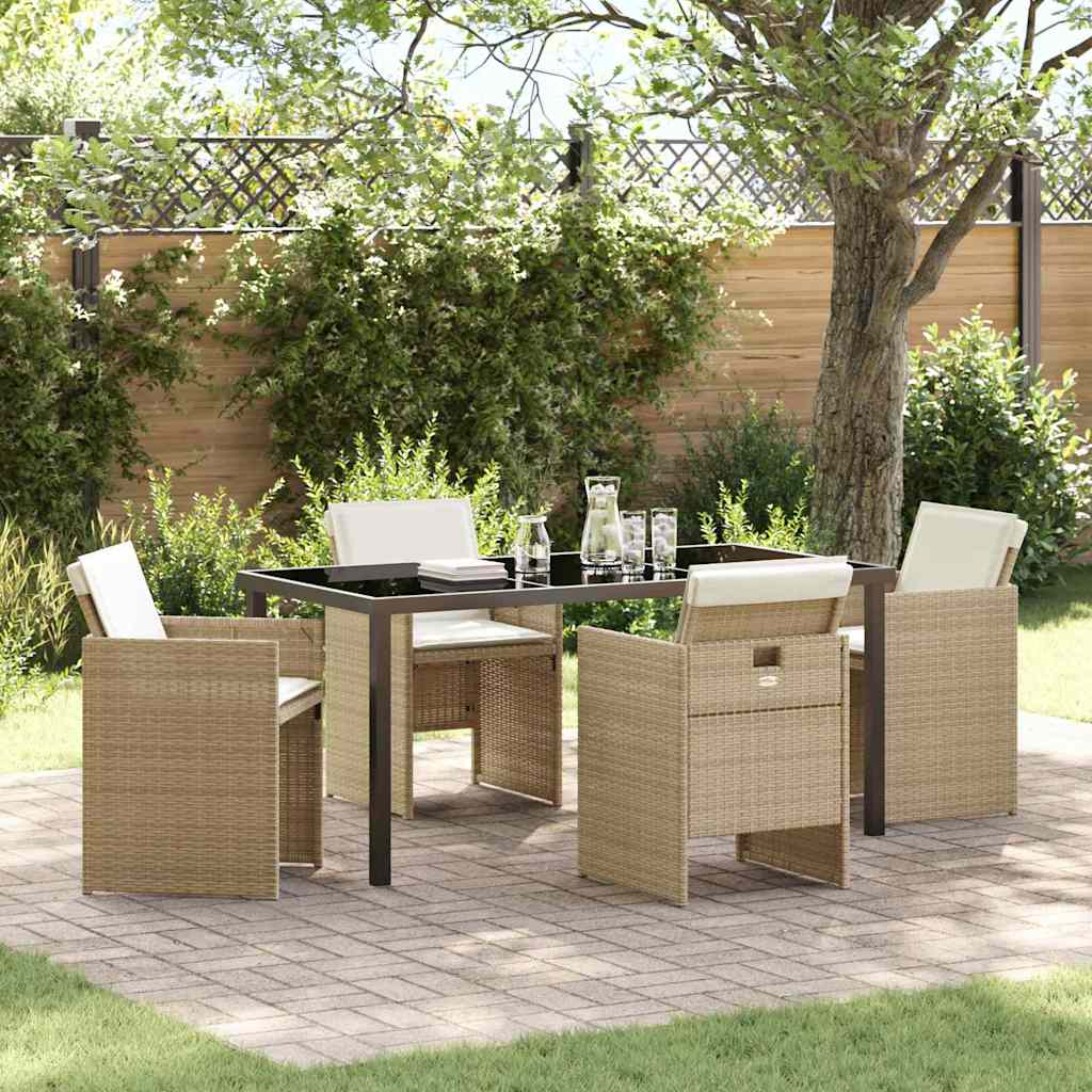 vidaXL Garden Dining Set 5 pcs Beige Poly Rattan