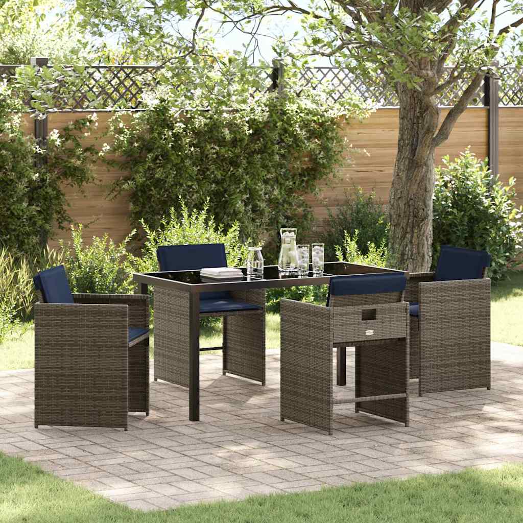 vidaXL Garden Dining Set 5 pcs Grey Poly Rattan