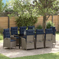 vidaXL Garden Dining Set 9 pcs Grey and Black Rattan