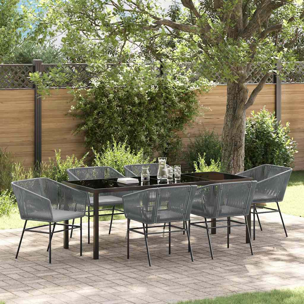 vidaXL Garden Dining Set 7 pcs Grey PowderCoated Steel