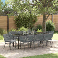 vidaXL Garden Dining Set 9 pcs Grey PowderCoated Steel