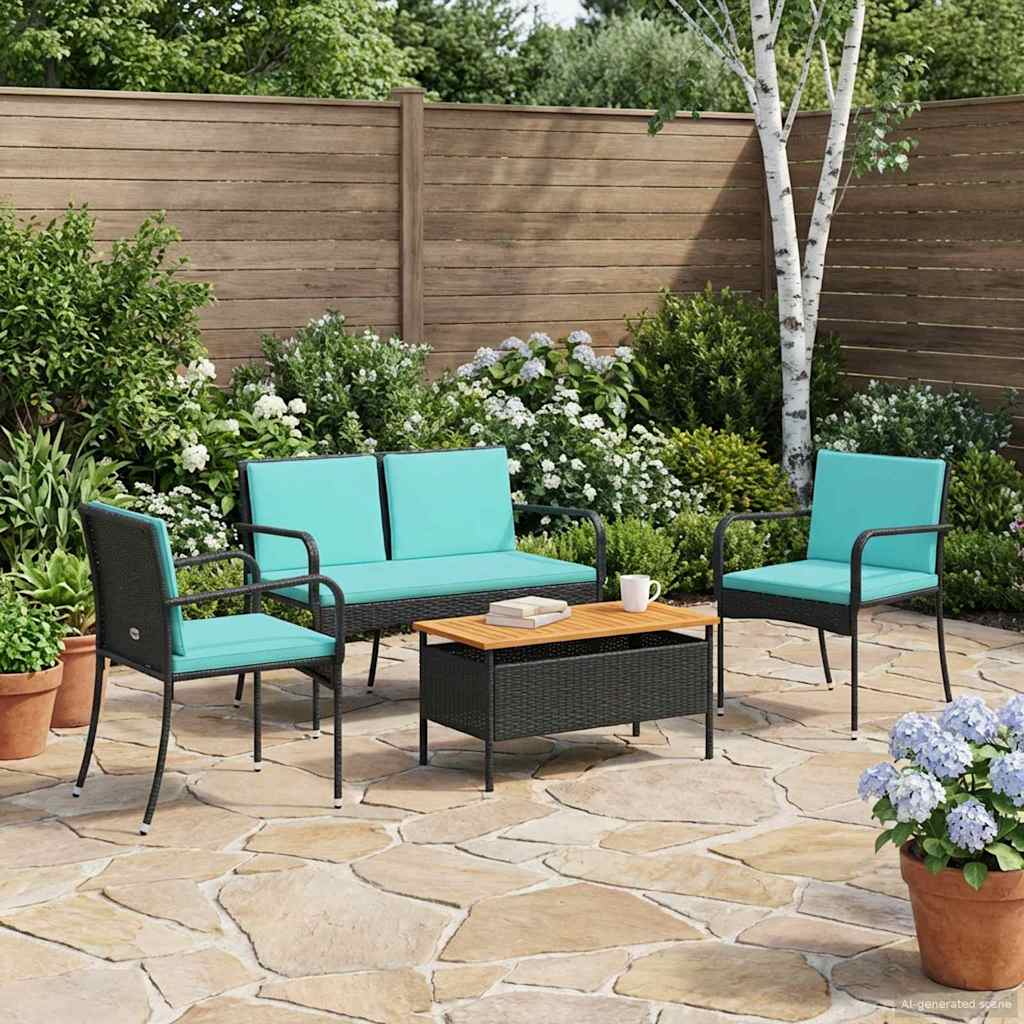 vidaXL Garden set Black Poly Rattan