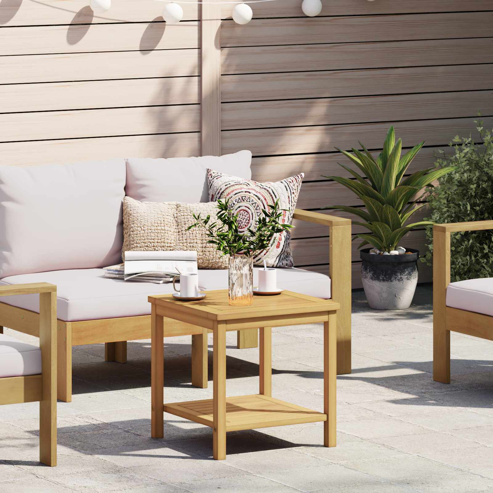 vidaXL Side Table Oil Natural 17.72 x 17.72 x 17.72 in