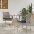 vidaXL Garden Chairs 2 pcs Grey and Navy Blue Poly Rattan and Acacia