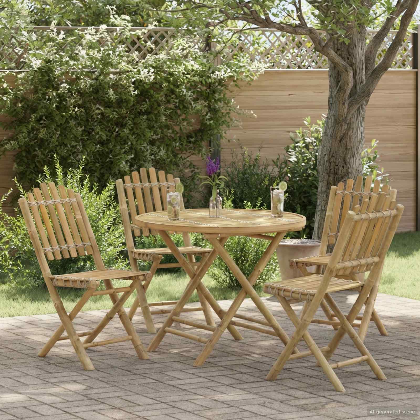 vidaXL Garden Chair 4 pcs Natural Bamboo