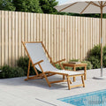 vidaXL Folding Sun Lounger 3 Position Solid Eucalyptus Wood Cream