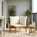 vidaXL Garden Corner Sofa with Cushions Solid Acacia Wood & Rope