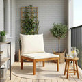 vidaXL Garden Middle Sofa with Cushions Solid Acacia Wood & Rope