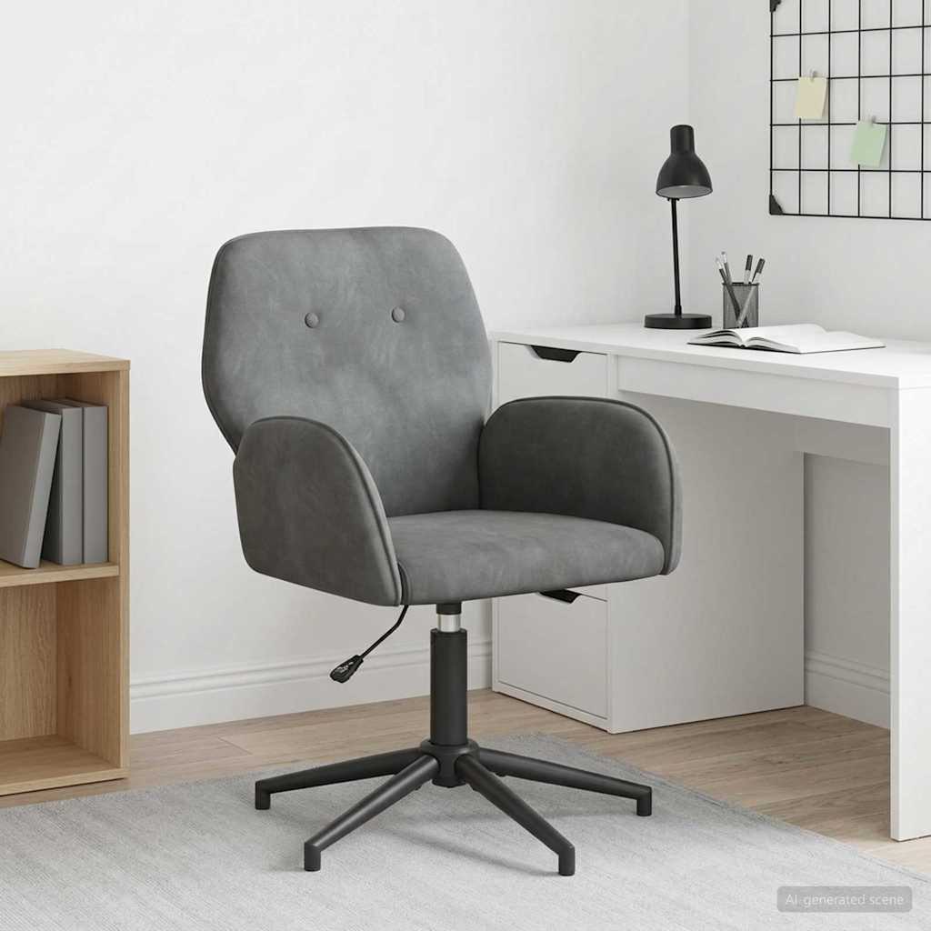 vidaXL Swivel Desk Chair 21.26 x 21.65 x 35.43 in Dark Grey Velvet