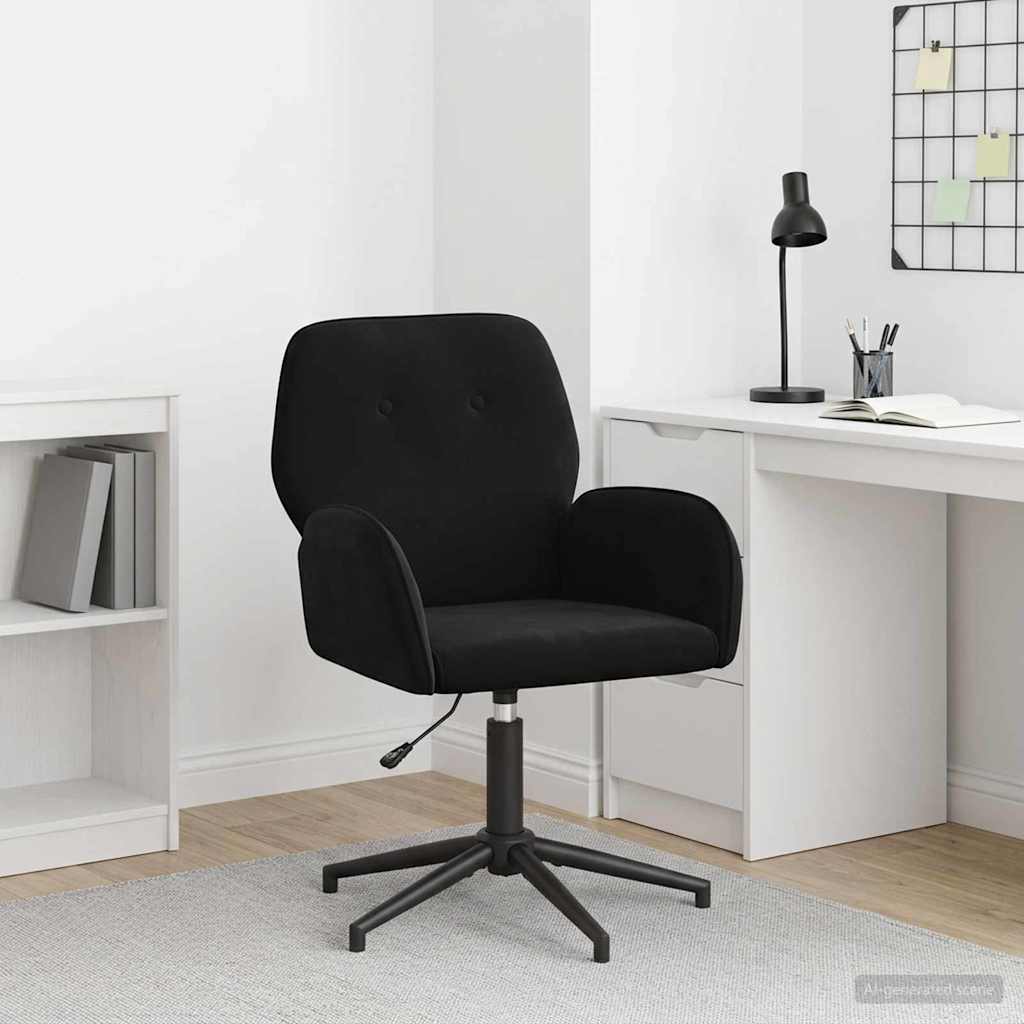 vidaXL Swivel Desk Chair 21.26 x 21.65 x 35.43 in Black Velvet