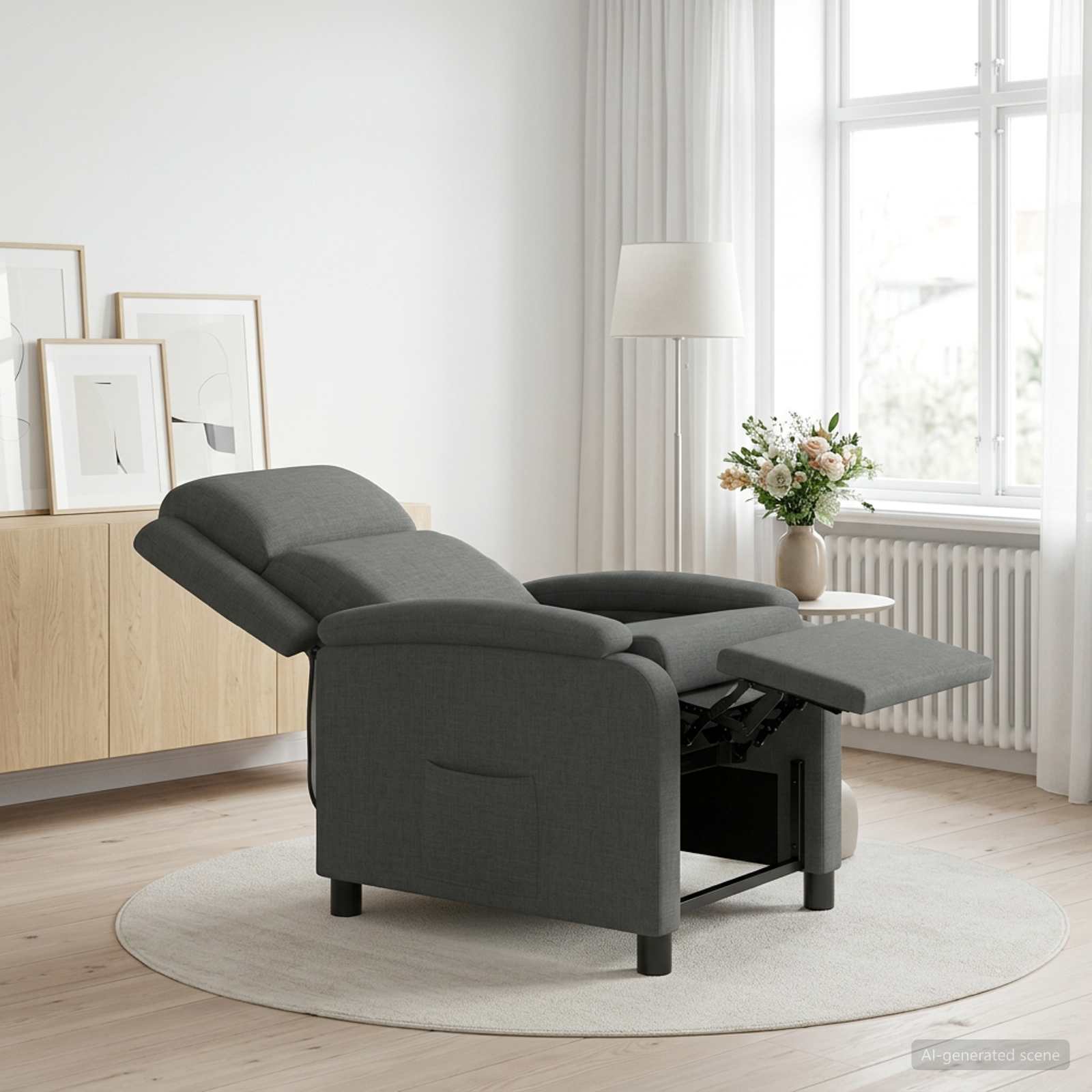 vidaXL Recliner Dark Grey Fabric