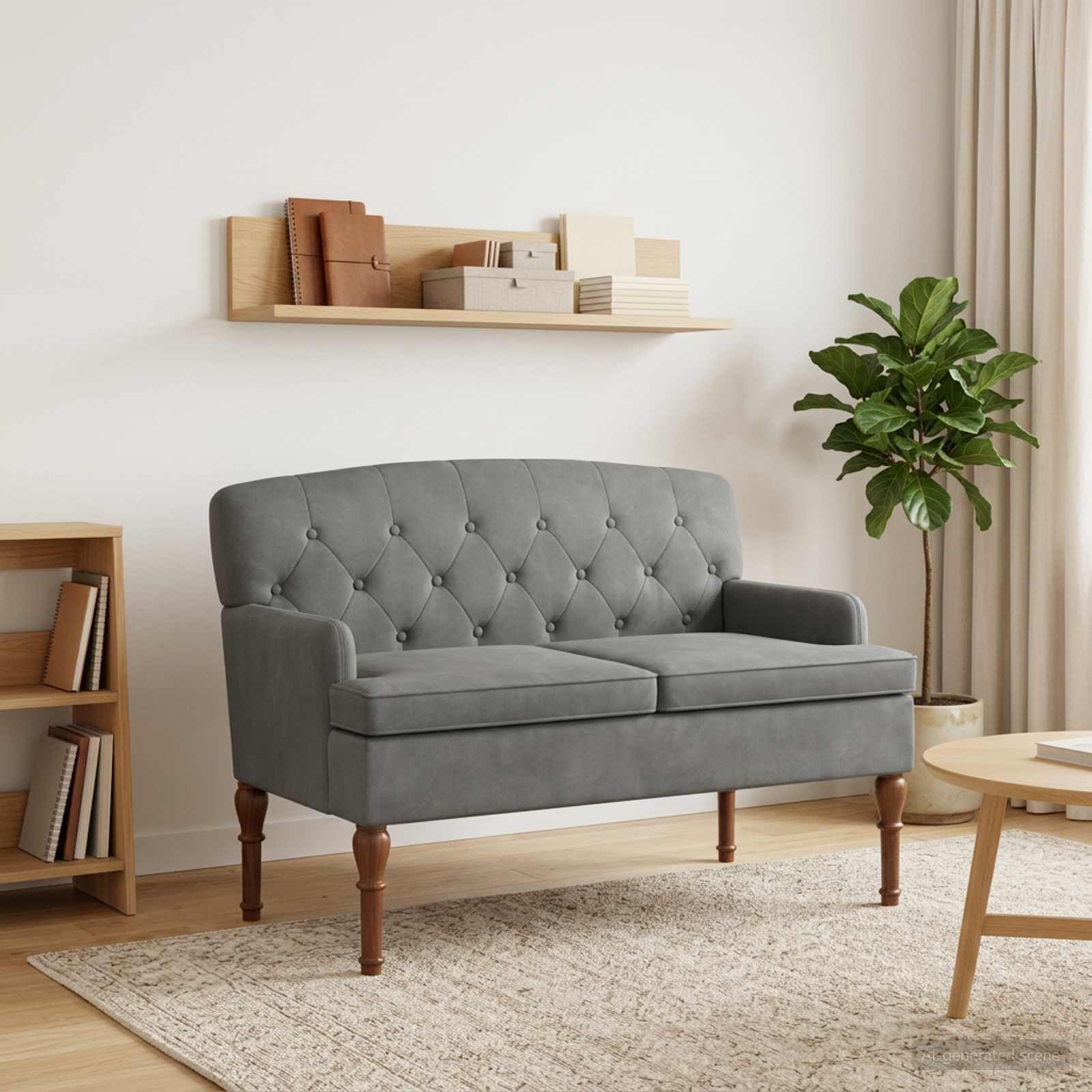 vidaXL | Loveseat with button tufted | Dark Grey 43.70 x 25.59 x 31.10 in