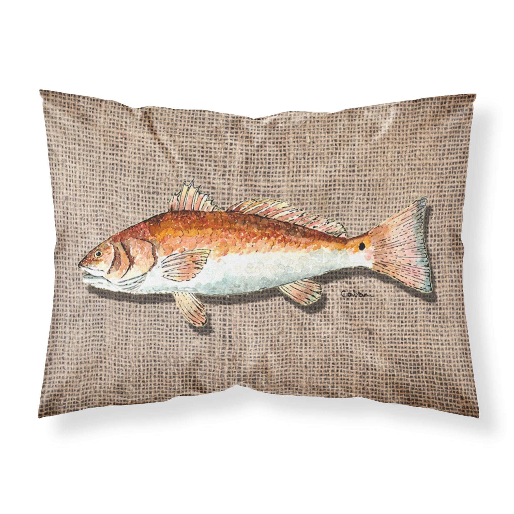 'Caroline'S Treasures 8736Pillowcase Fish Red Fish Moisture Wicking Fabric Standard Pillowcase, Large, Multicolor'