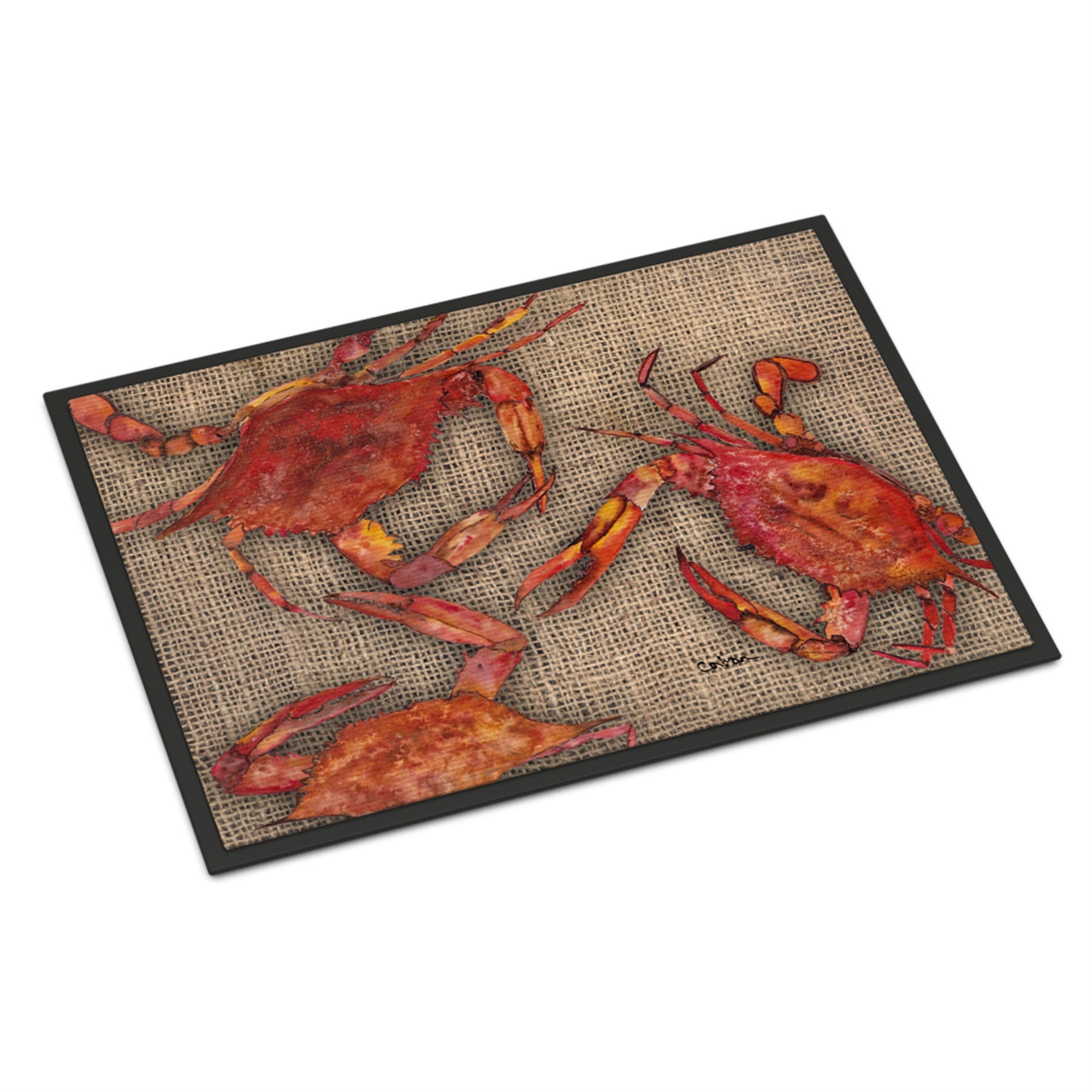 'Caroline'S Treasures Cooked Crabs On Faux Burlap Indoor Or Outdoor Mat, 24'' X 36'', Multicolor'