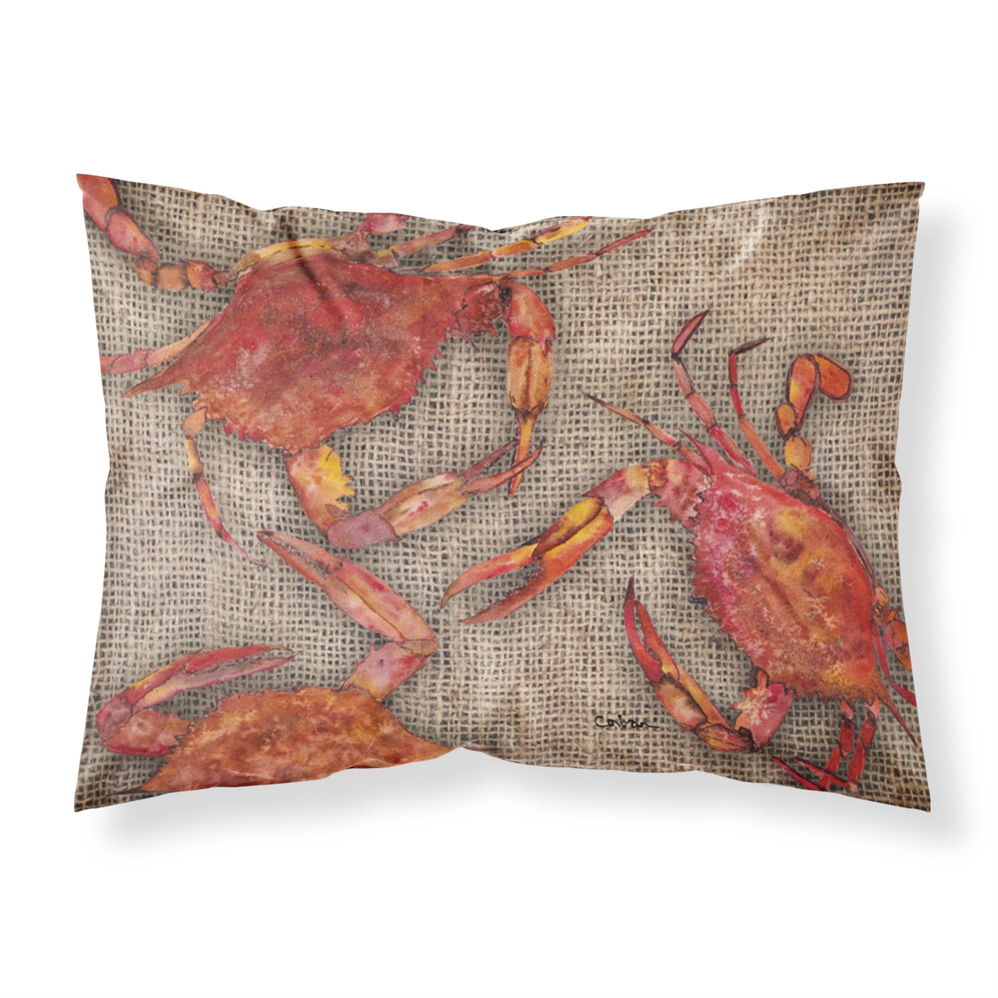 'Caroline'S Treasures 8742Pillowcase Cooked Crabs On Faux Burlap Moisture Wicking Fabric Standard Pillowcase, Large, Multicolor