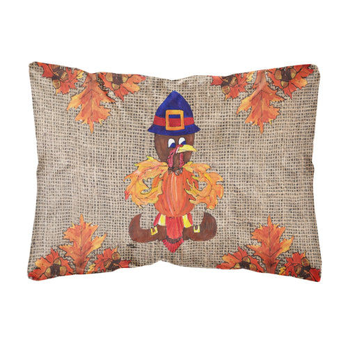'Caroline'S Treasures Thanksgiving Turkey Pilgrim Fleur De Lis Decorative Fabric Pillow, Large, Multicolor'