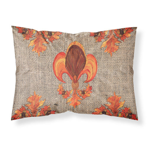 'Caroline'S Treasures 8744Pillowcase Thanksgiving Turkey Fleur De Lis Moisture Wicking Fabric Standard Pillowcase, Large, Multi