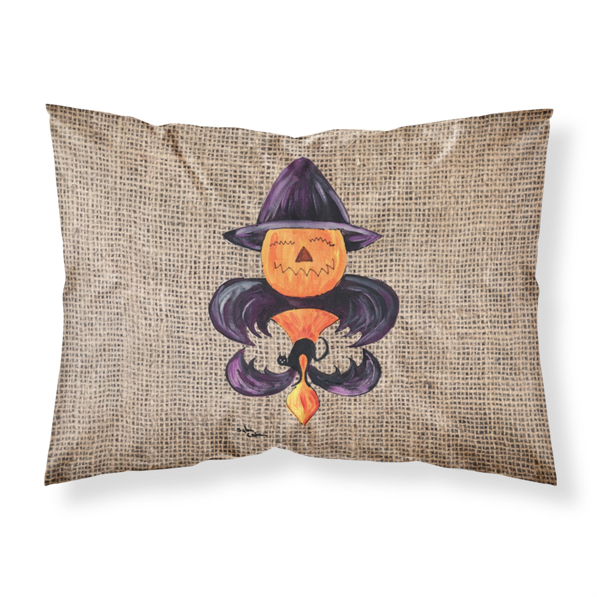 'Caroline'S Treasures 8748Pillowcase Halloween Pumpkin Bat Fleur De Lis Moisture Wicking Fabric Standard Pillowcase, Large, Mul
