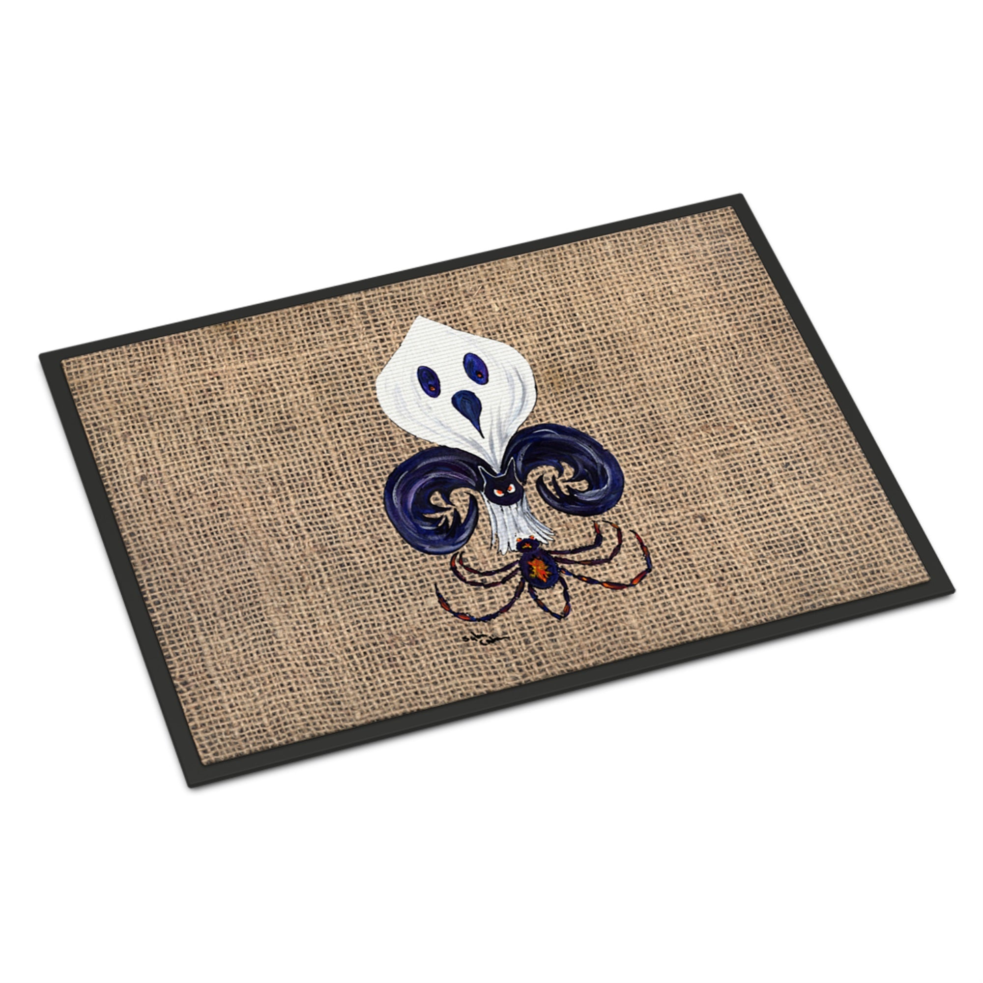 'Caroline'S Treasures Halloween Ghost Spider Bat Fleur De Lis Indoor Or Outdoor Doormat, 18'' X 27'', Multicolor'