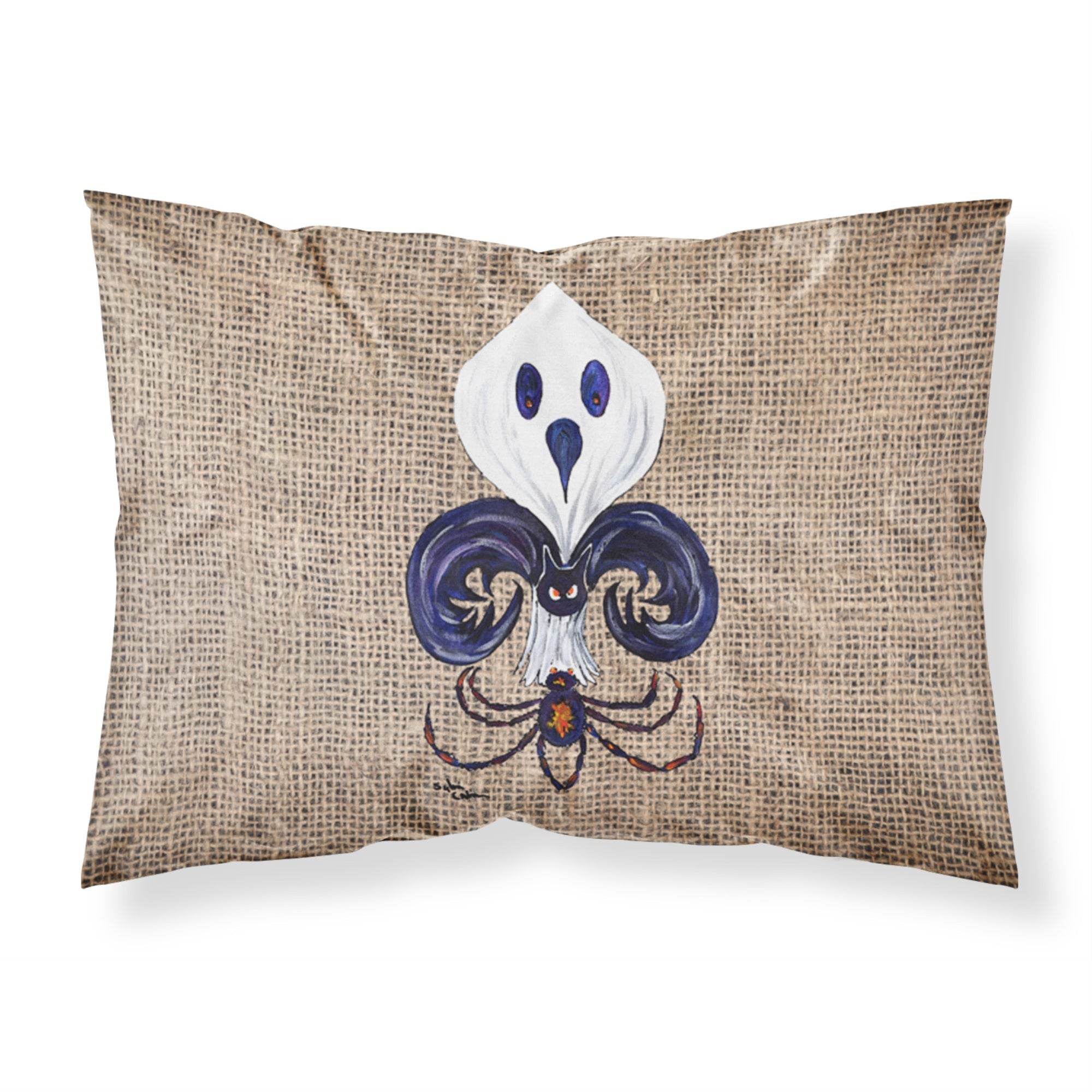 'Caroline'S Treasures 8749Pillowcase Halloween Ghost Spider Bat Fleur De Lis Wicking Fabric Standard Pillowcase, Large, Multico