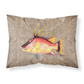 'Caroline'S Treasures 8753Pillowcase Hog Snapper On Faux Burlap Fabric Standard Pillowcase, Large, Multicolor'