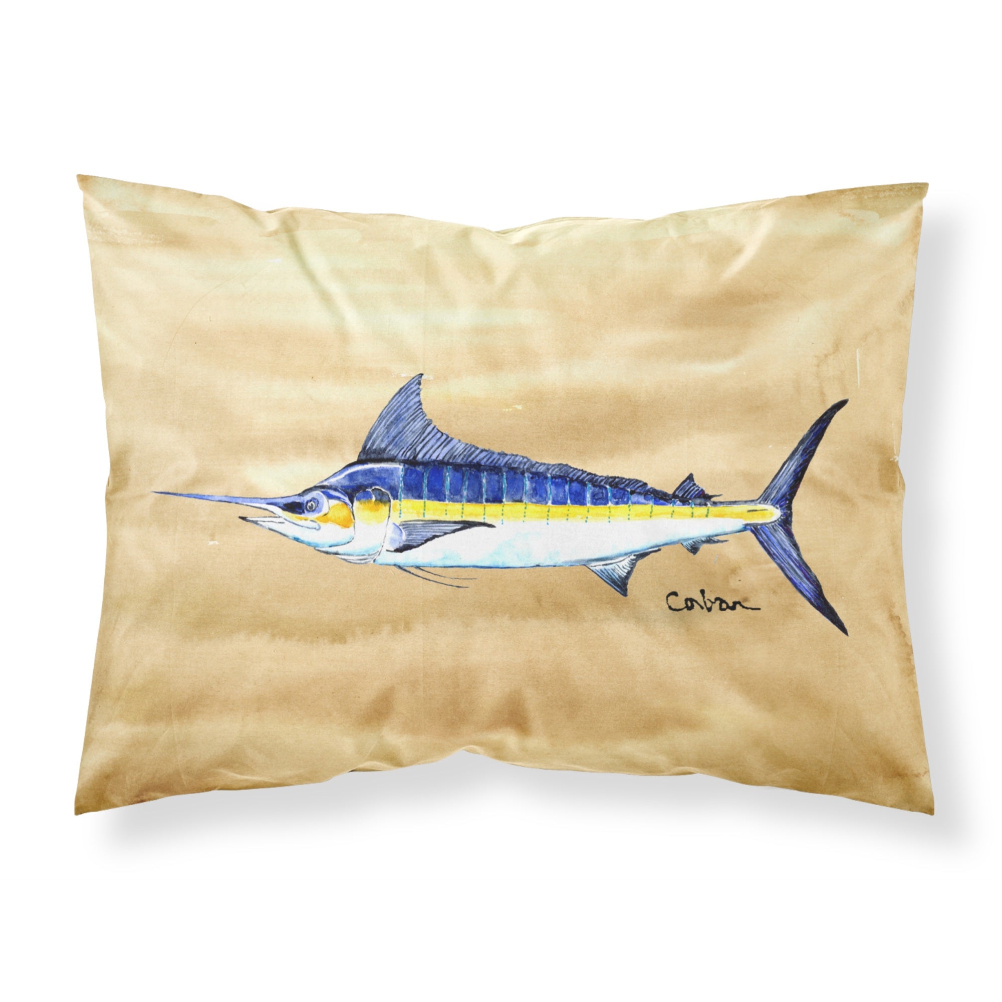 'Caroline'S Treasures 8754Pillowcase Swordfish On Sandy Beach Fabric Standard Pillowcase, Large, Multicolor'
