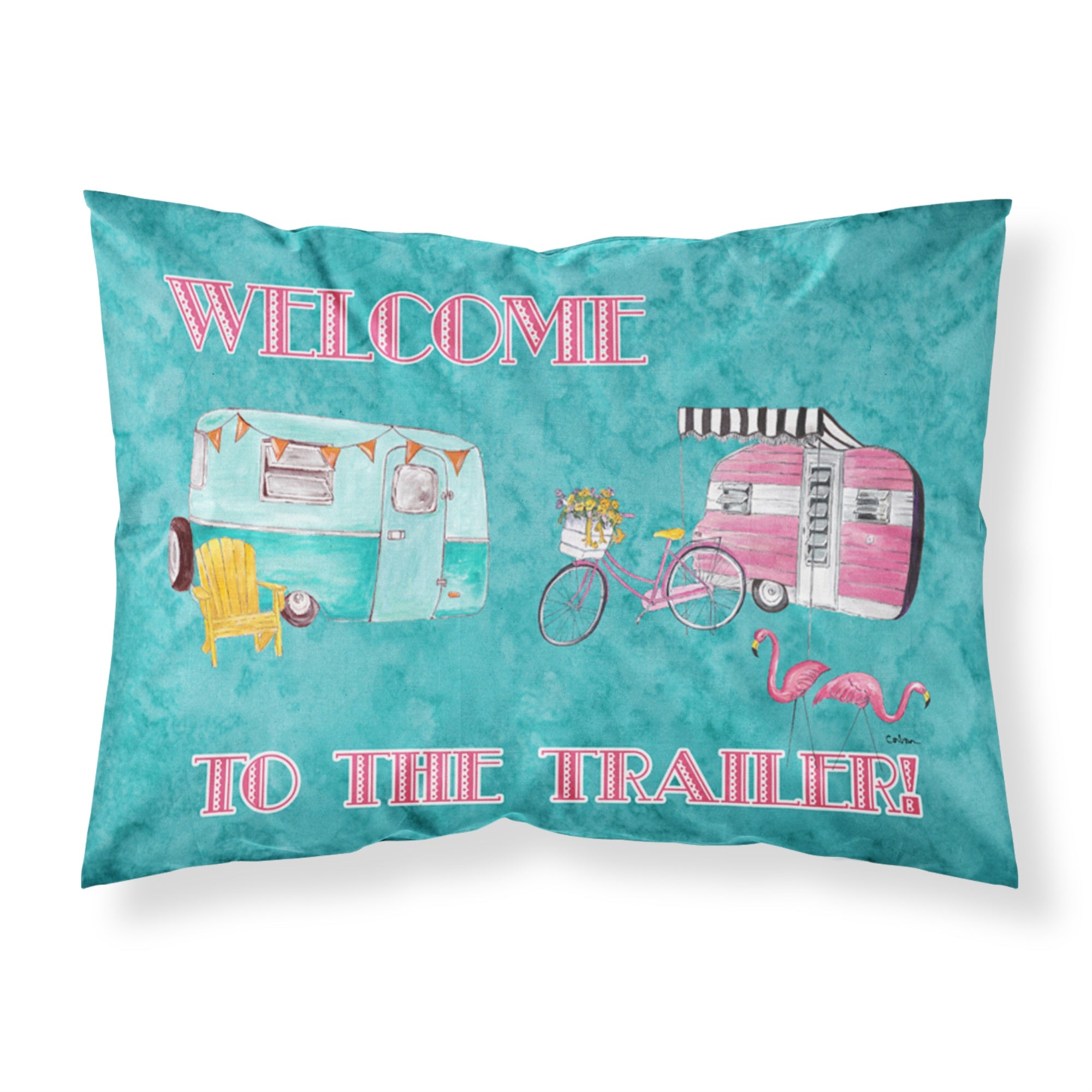 'Caroline'S Treasures 8760Pillowcase Welcome To The Trailer Moisture Wicking Fabric Standard Pillowcase, Large, Multicolor'