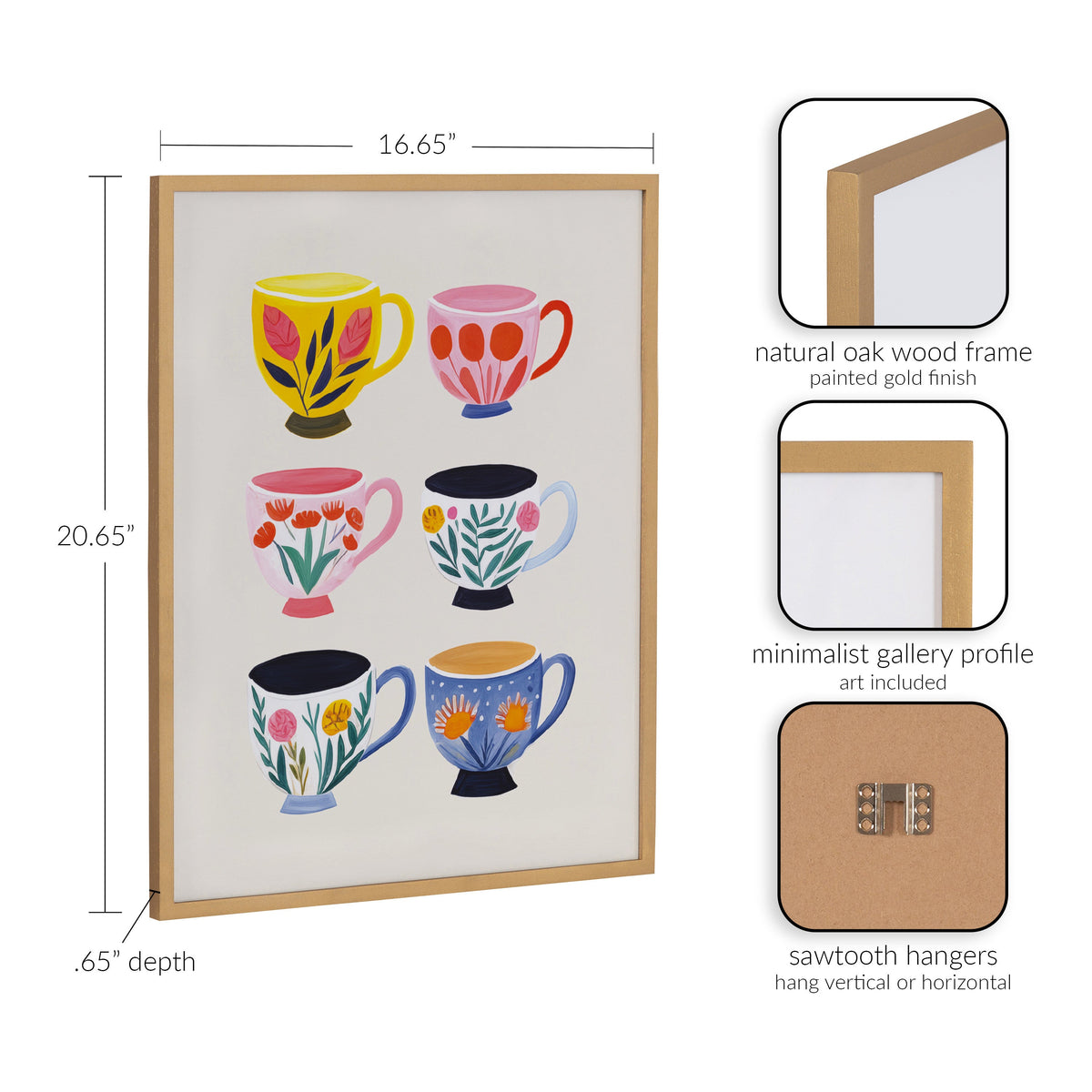 Gallery Botanical Coffee Shop Tea Cups Print by The Creative Bunch Studio