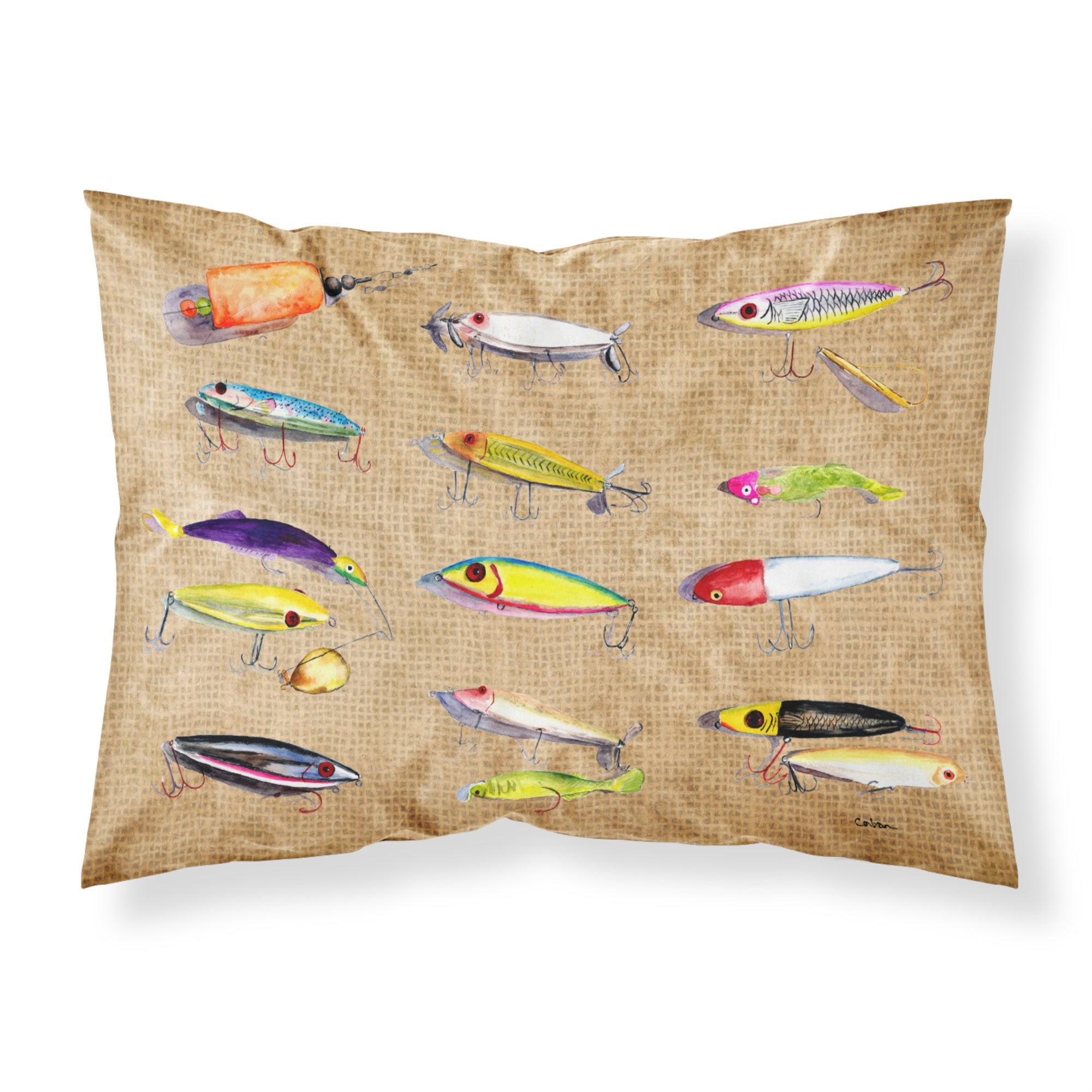 'Caroline'S Treasures 8796Pillowcase Fishing Lures Moisture Wicking Fabric Standard Pillowcase, Large, Multicolor'