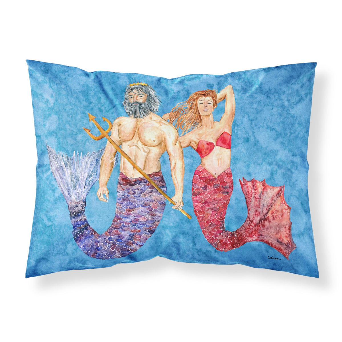 'Caroline'S Treasures 8801Pillowcase Mermaid And Merman Moisture Wicking Fabric Standard Pillowcase, Large, Multicolor'