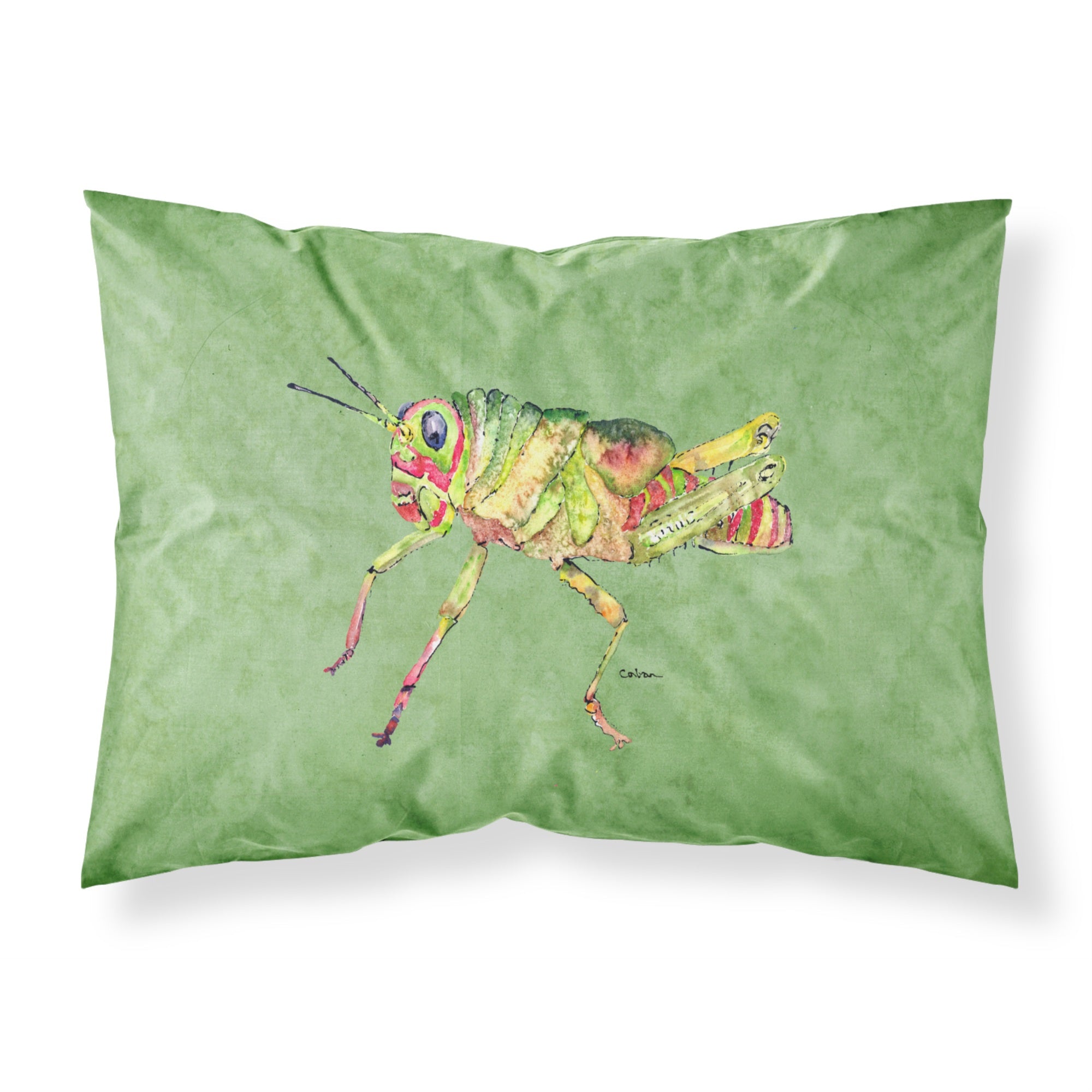 'Caroline'S Treasures 8848Pillowcase Grasshopper On Avocado Moisture Wicking Fabric Standard Pillowcase, Large, Multicolor'