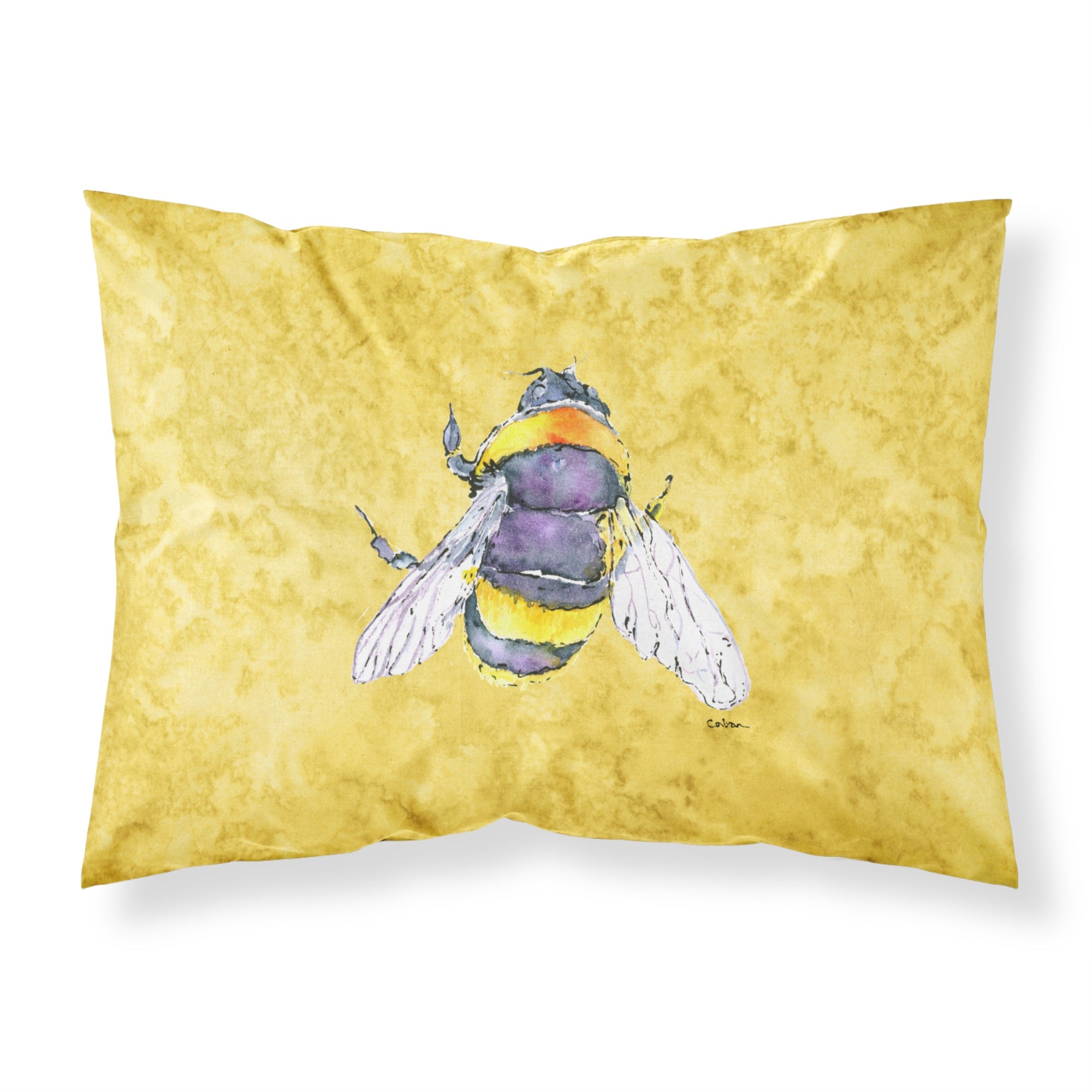 'Caroline'S Treasures 8852Pillowcase Bee On Yellow Moisture Wicking Fabric Standard Pillowcase, Large, Multicolor'
