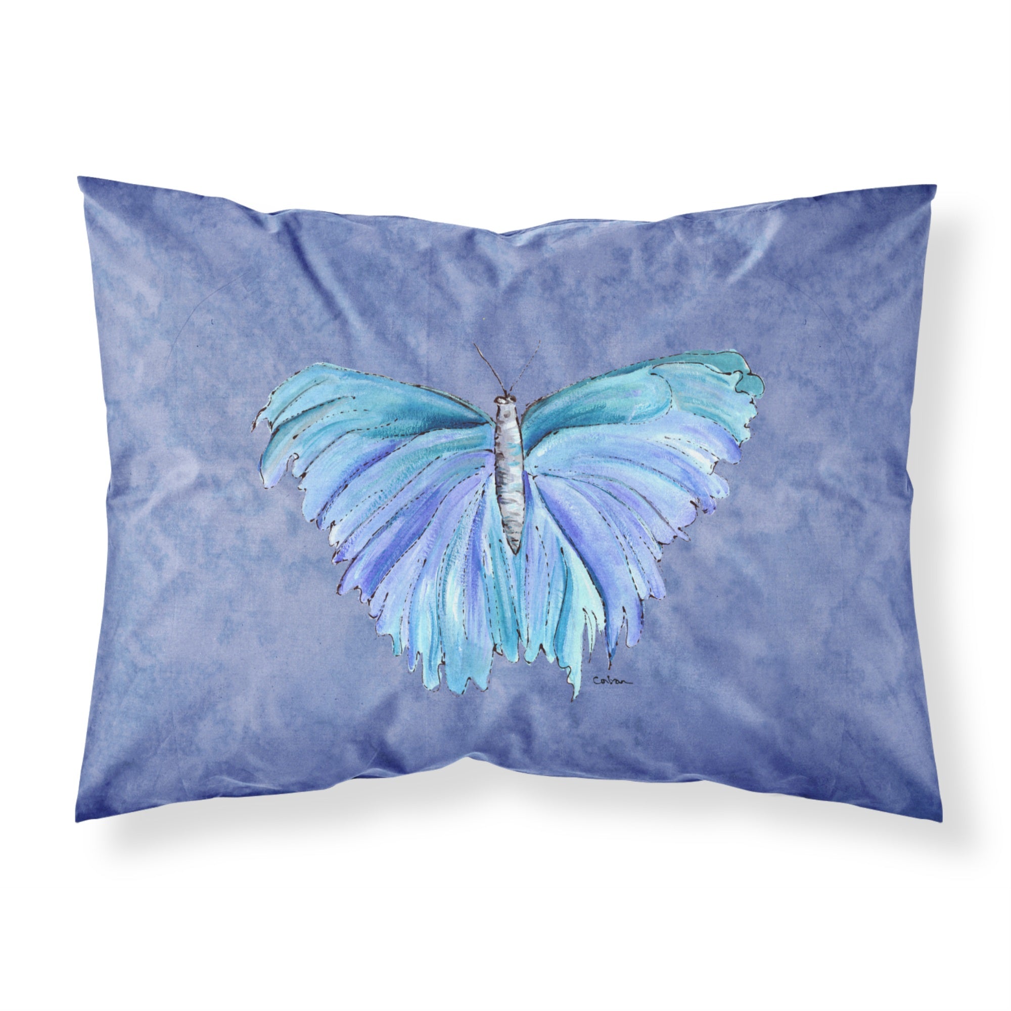 'Caroline'S Treasures 8855Pillowcase Butterfly On Slate Blue Moisture Wicking Fabric Standard Pillowcase, Large, Multicolor'
