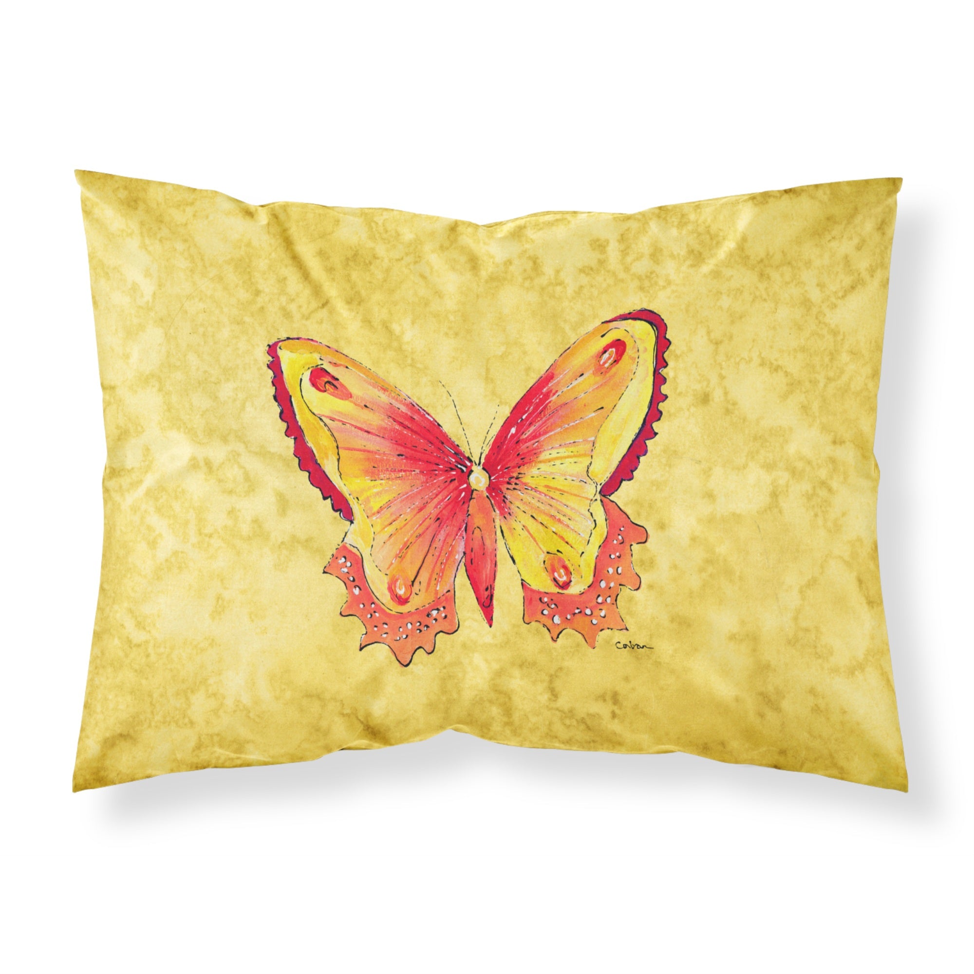 'Caroline'S Treasures 8857Pillowcase Butterfly On Yellow Moisture Wicking Fabric Standard Pillowcase, Large, Multicolor'