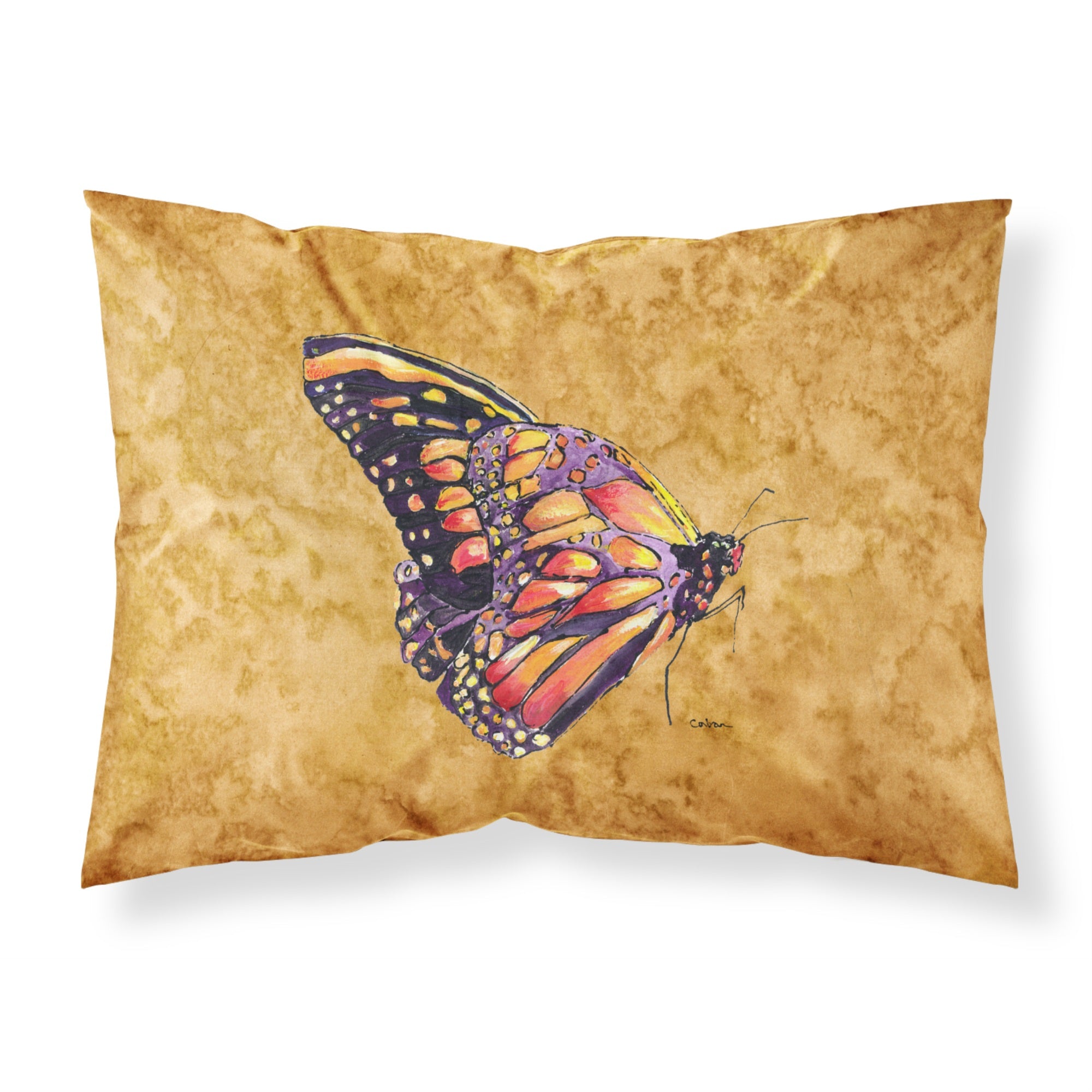 'Caroline'S Treasures 8858Pillowcase Butterfly On Gold Moisture Wicking Fabric Standard Pillowcase, Large, Multicolor'