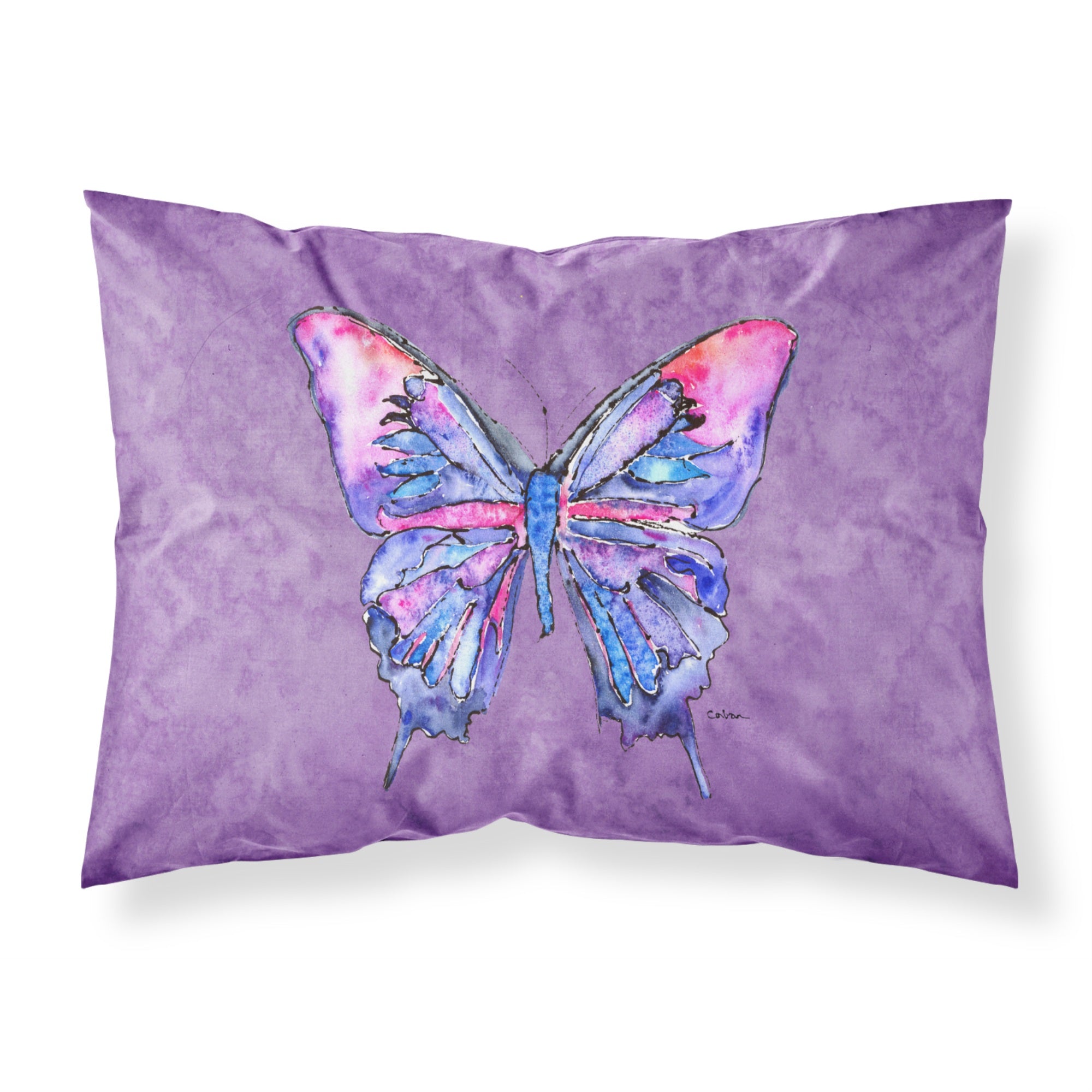 'Caroline'S Treasures 8860Pillowcase Butterfly On Purple Moisture Wicking Fabric Standard Pillowcase, Large, Multicolor'