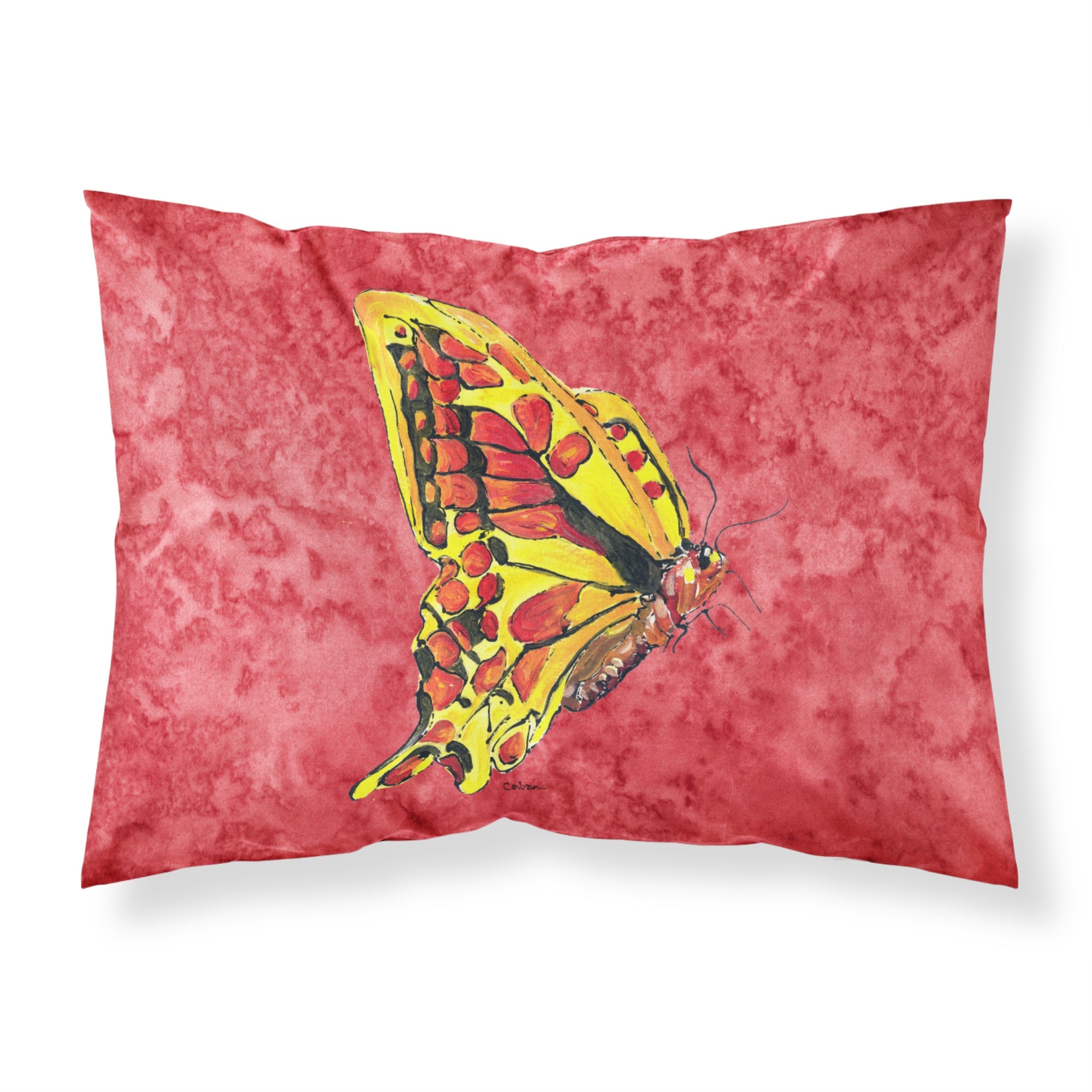 'Caroline'S Treasures 8862Pillowcase Butterfly On Red Moisture Wicking Fabric Standard Pillowcase, Large, Multicolor'
