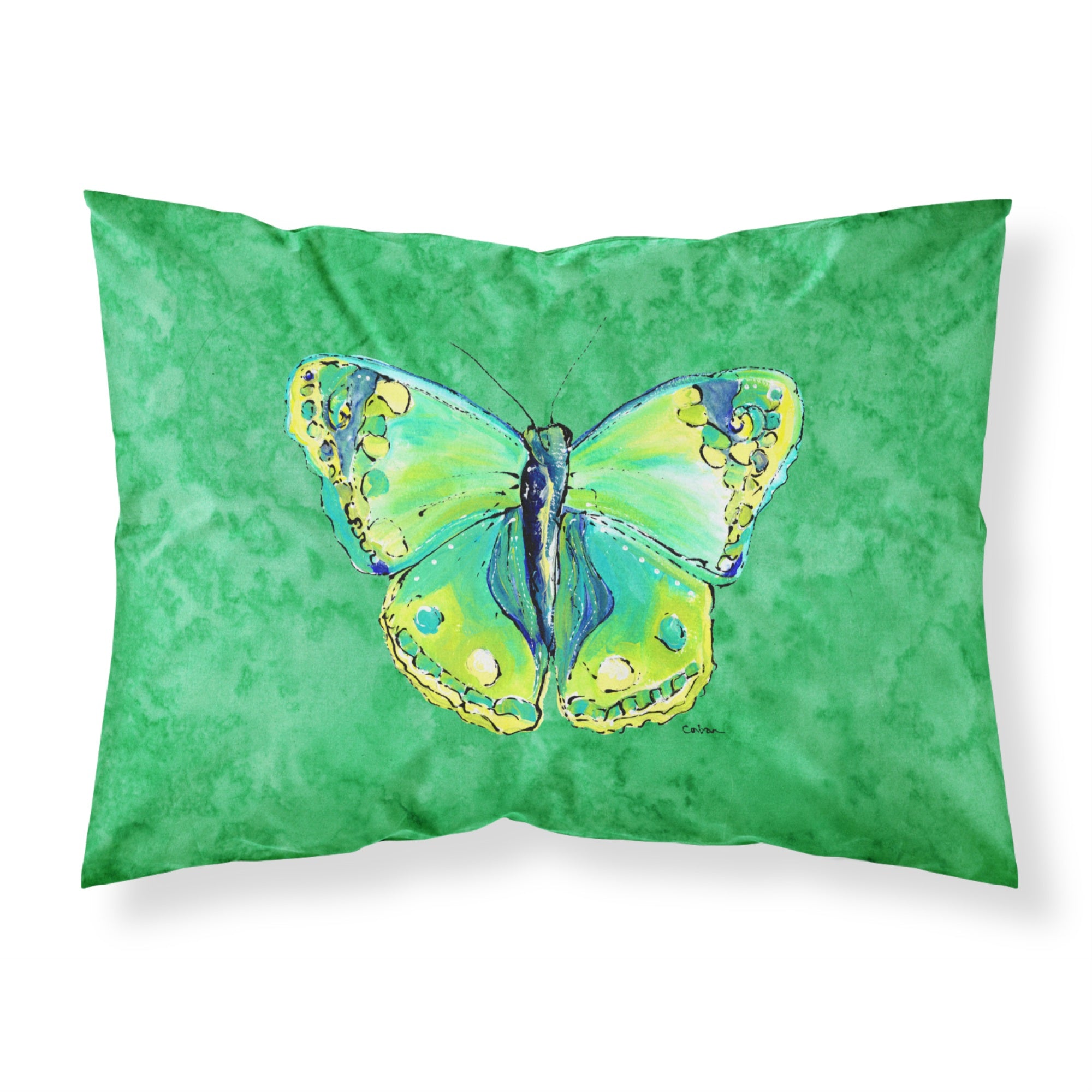 'Caroline'S Treasures 8863Pillowcase Butterfly Green On Green Moisture Wicking Fabric Standard Pillowcase, Large, Multicolor'