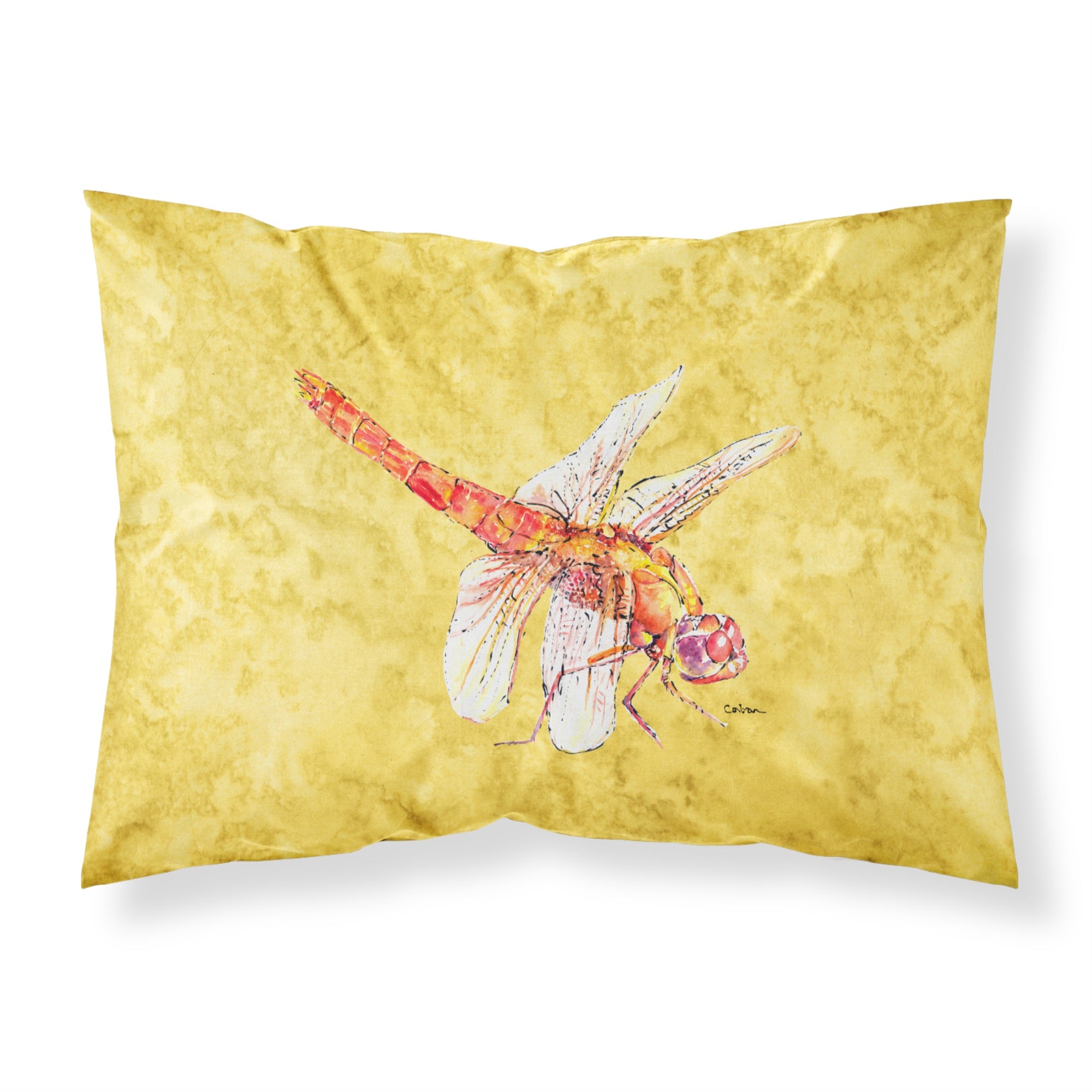 'Caroline'S Treasures 8866Pillowcase Dragonfly On Yellow Moisture Wicking Fabric Standard Pillowcase, Large, Multicolor'