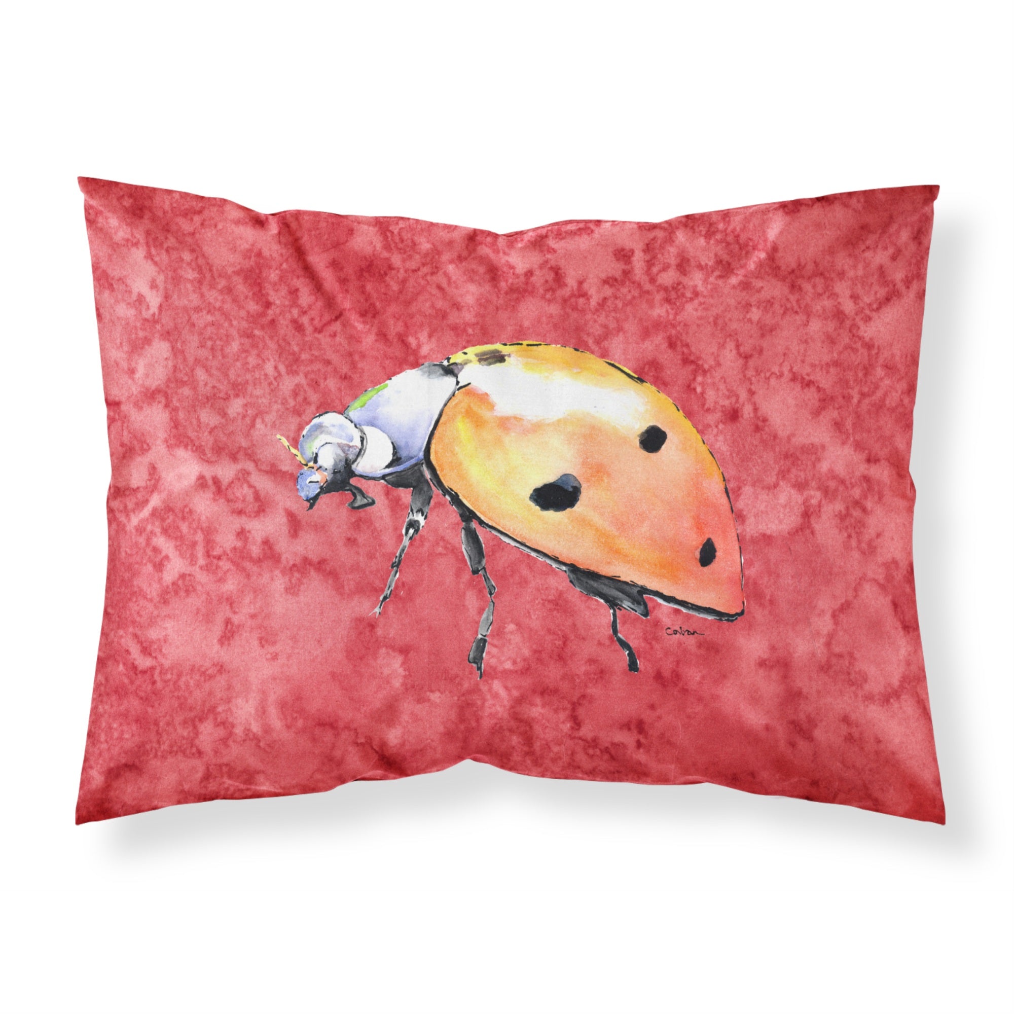 'Caroline'S Treasures 8868Pillowcase Lady Bug On Red Moisture Wicking Fabric Standard Pillowcase, Large, Multicolor'